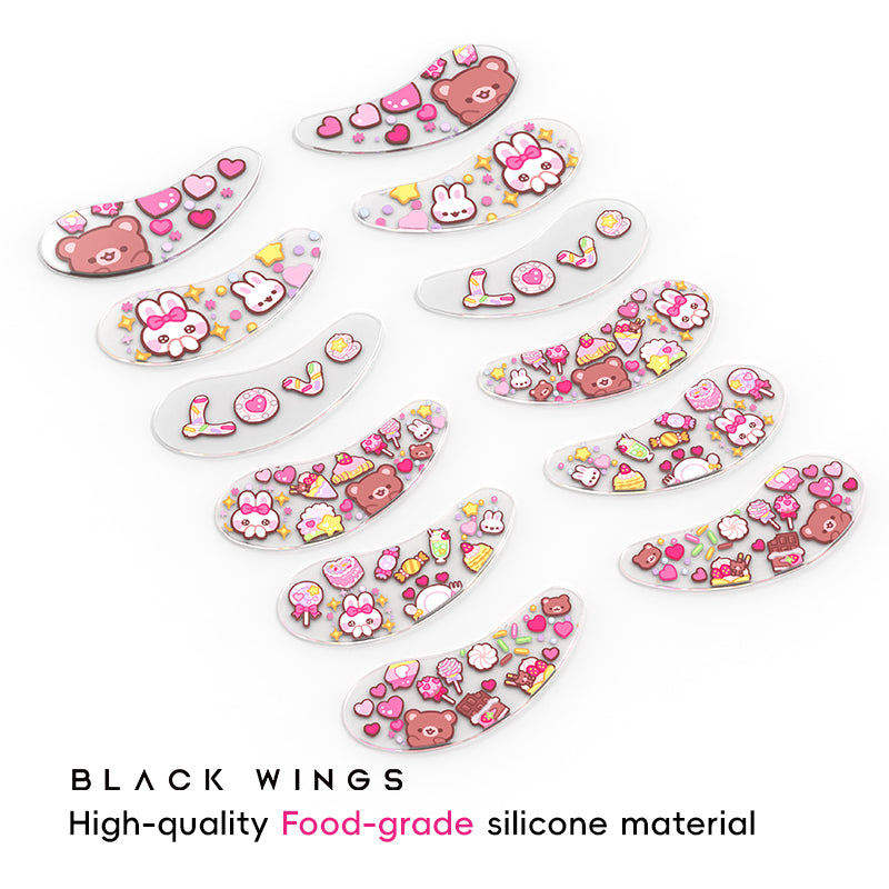 Blackwings 6 pairs of silicone eye patches are suitable for dark circles and puffy, reusable female cooling gel eye mask.