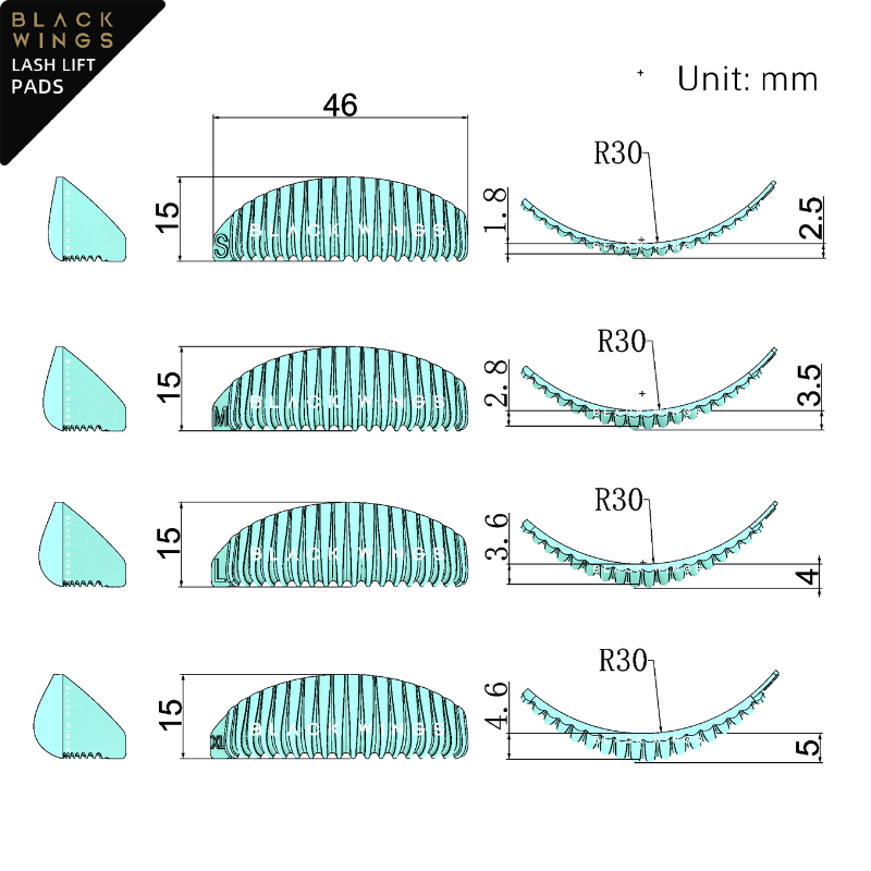 Blue Shell Stripes Lash Lift Pads Eyelash Perm Rods Shield