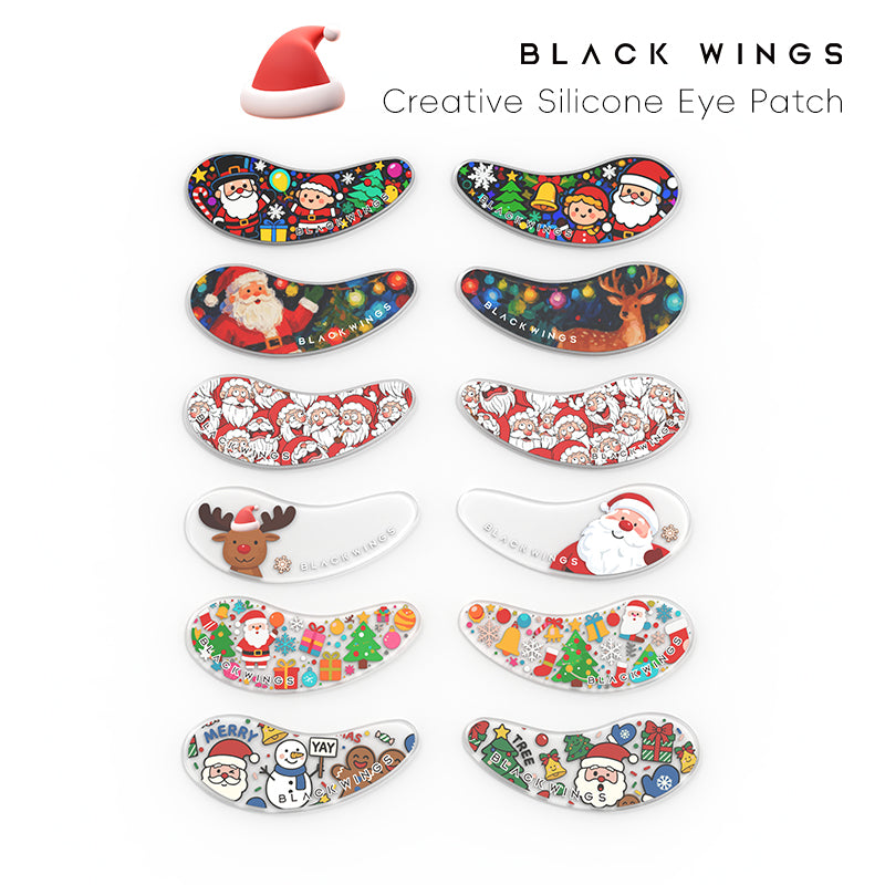 Christmas Blackwings 6 pairs of silicone eye patches are suitable for dark circles and puffy, reusable female cooling gel eye mask.