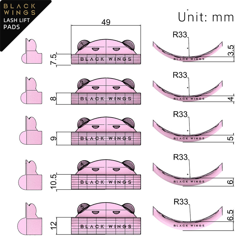 The Bear 5 Größen Lash Lift Pads Wimpernstangen Shield