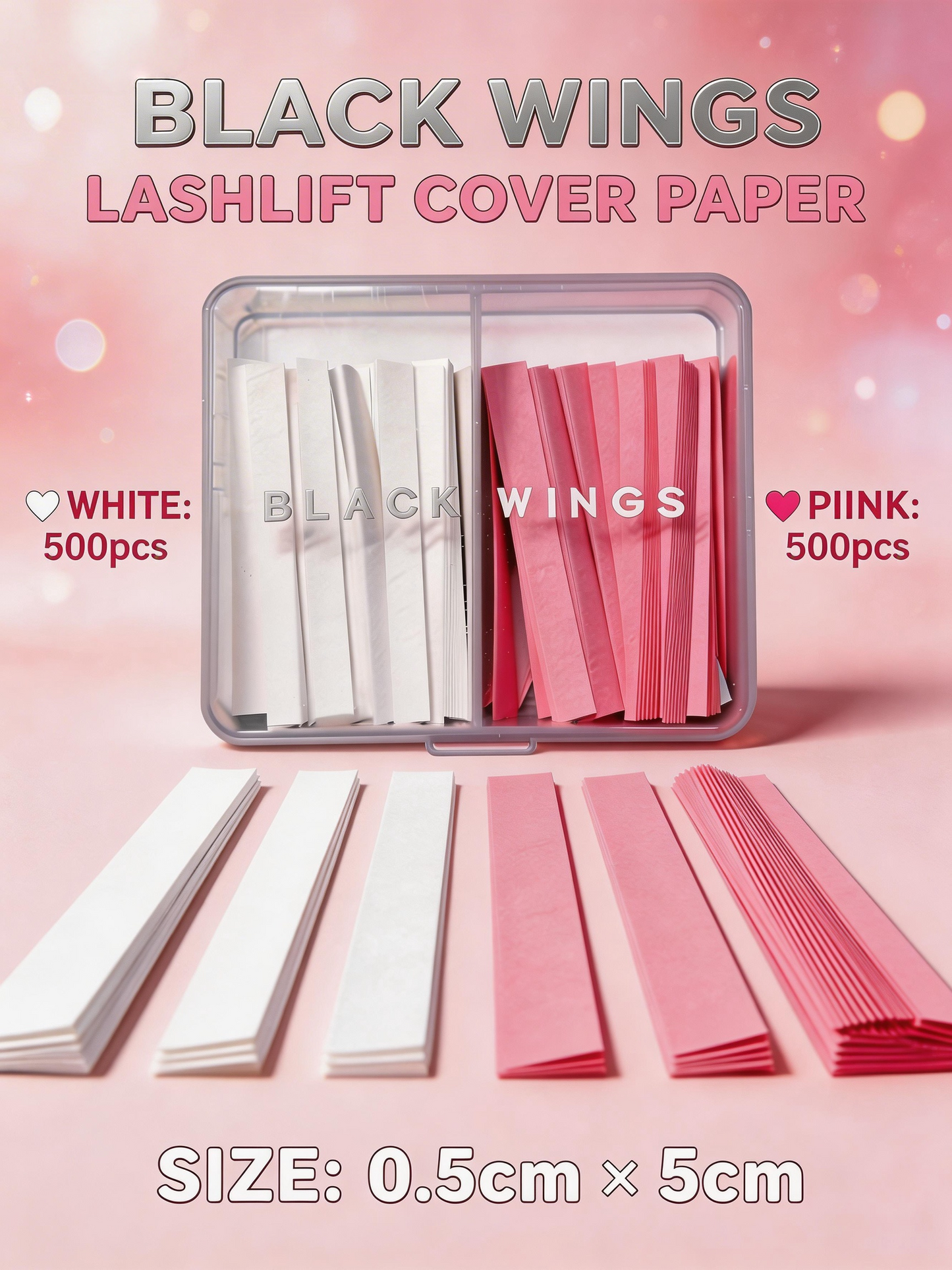 Eyelash Perm Cover Papers White & Pink 1000 Strips