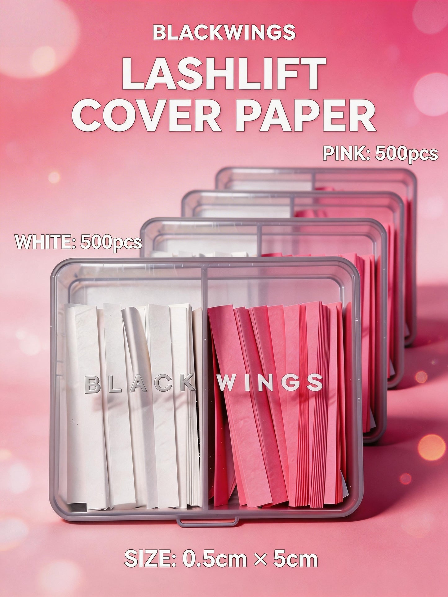 Eyelash Perm Cover Papers White & Pink 1000 Strips