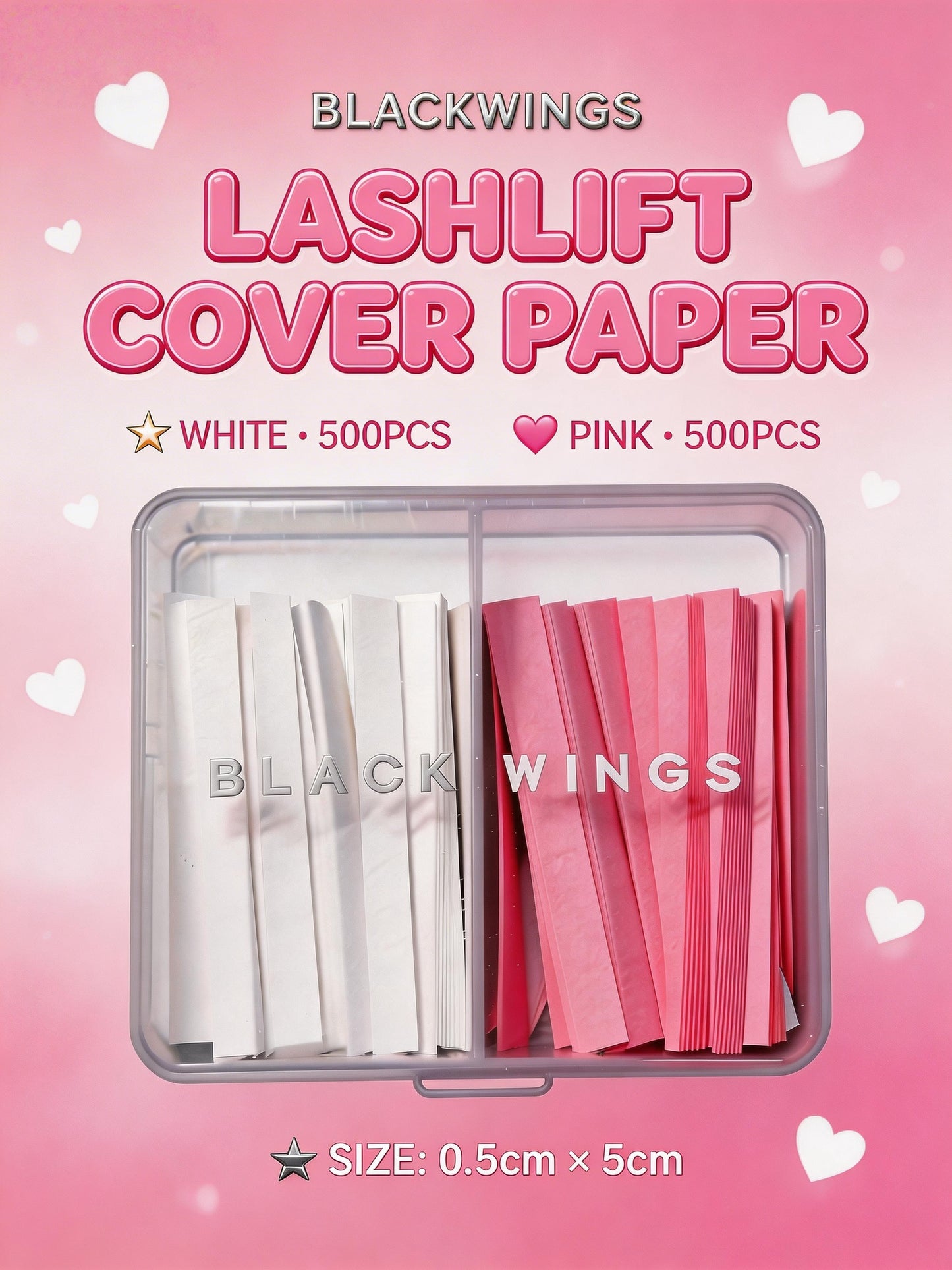 Eyelash Perm Cover Papers White & Pink 1000 Strips